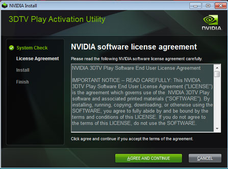 Utilitaire d'activation de NVIDIA 3DTV Play