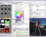 FX Composer 2 est un environnement de développement intégré pour la manipulation des shaders et la création rapide d’effets visuels en temps réel. L’illustration ci-dessus montre une scène complexe faisant appel à différents matériaux, animations, scripts, ombres et à une pipette HDR.